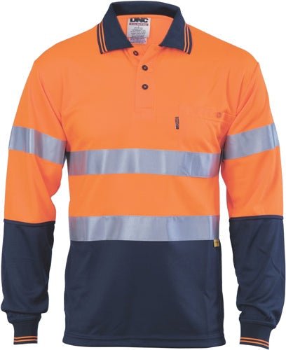 Hivis D/N Cool-Breathe Polo Shirt With 3M 8906 R/Tape - Long Sleeve - kustomteamwear.com