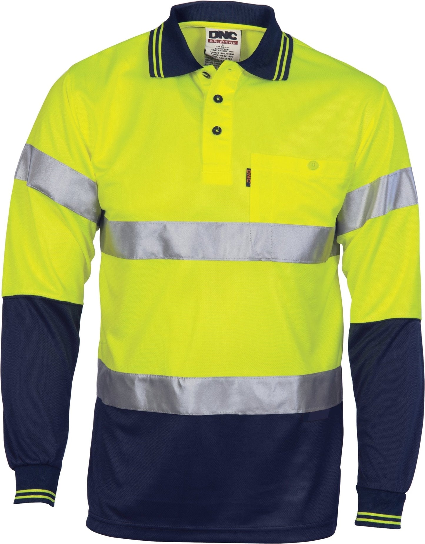 HiVis D/N Cool Breathe Polo Shirt With CSR R/Tape - Long Sleeve - kustomteamwear.com