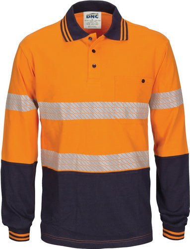 HIVIS Segment Tape Cotton Jersey Polo - Long Sleeve - kustomteamwear.com