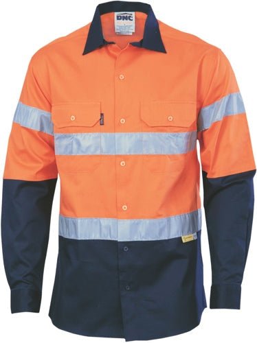 HiVis Two Tone Drill Shirt with 3M 8910 R/Tape - Long Sleeve - kustomteamwear.com