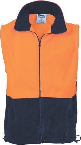 HiVis Two Tone Full Zip Polar Fleece Vest - kustomteamwear.com