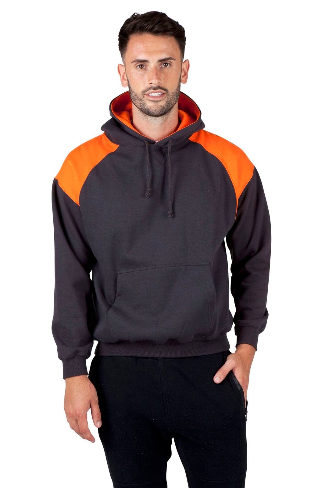 Mens Shoulder Contrast Panel Hoodie - kustomteamwear.com