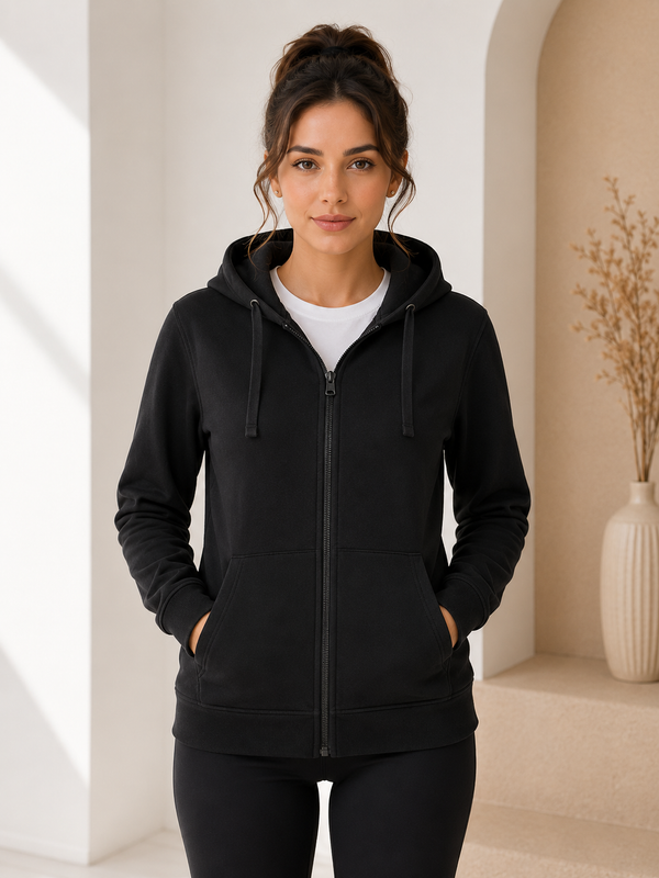 JB's LADIES FULL ZIP FLEECY HOODIE