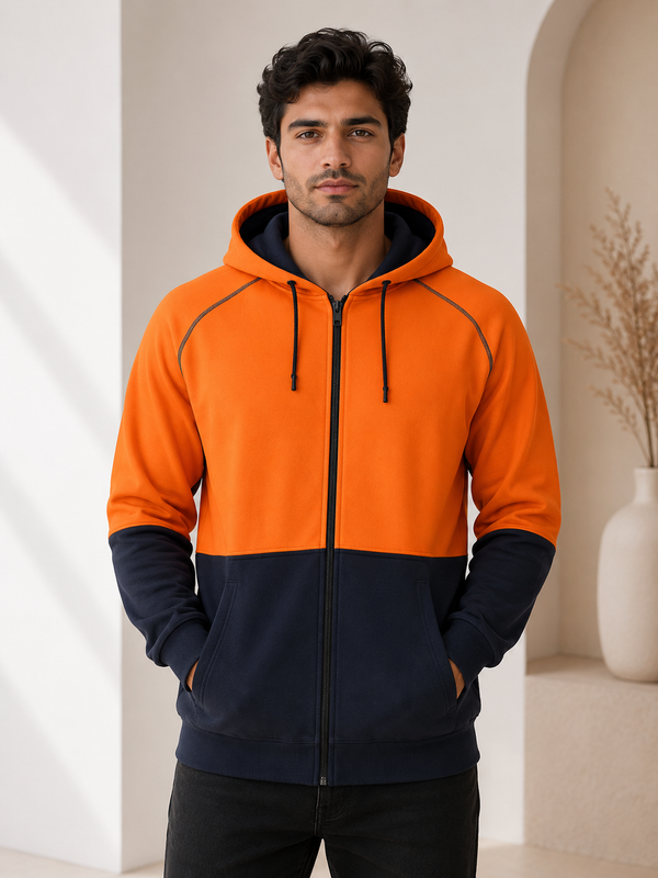 HiVis Contrast Piping Fleecy Hoodie
