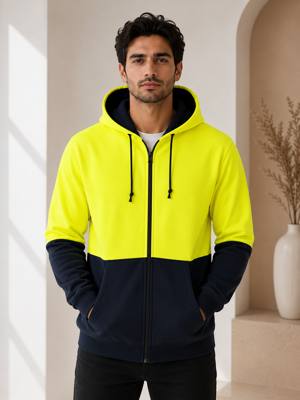 HiVis Two Tone Full Zip Polar Fleece Hoodie