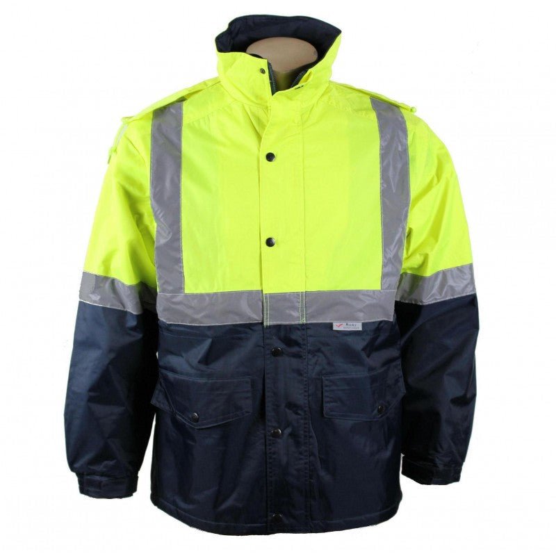 90877# HI VIS JACKET (FLEECY LINING) - kustomteamwear.com