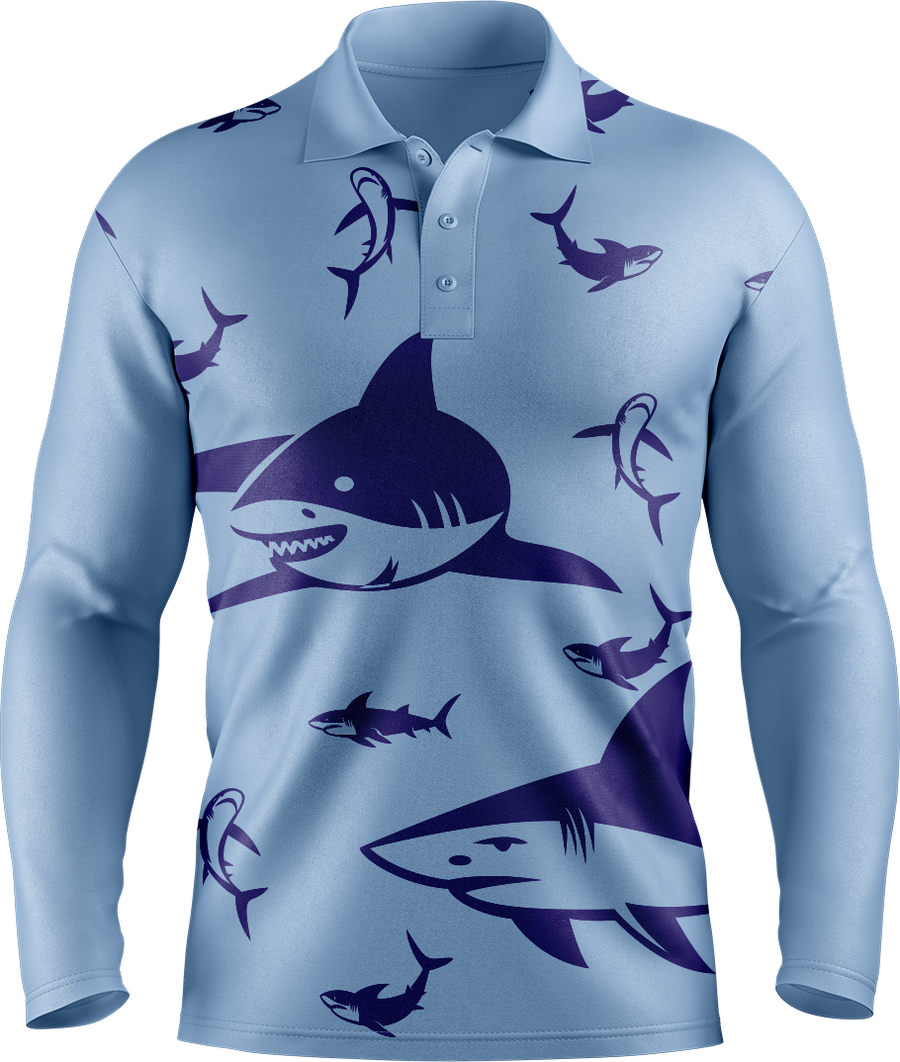 Swim With Sharks Men's Long Sleeve Polo