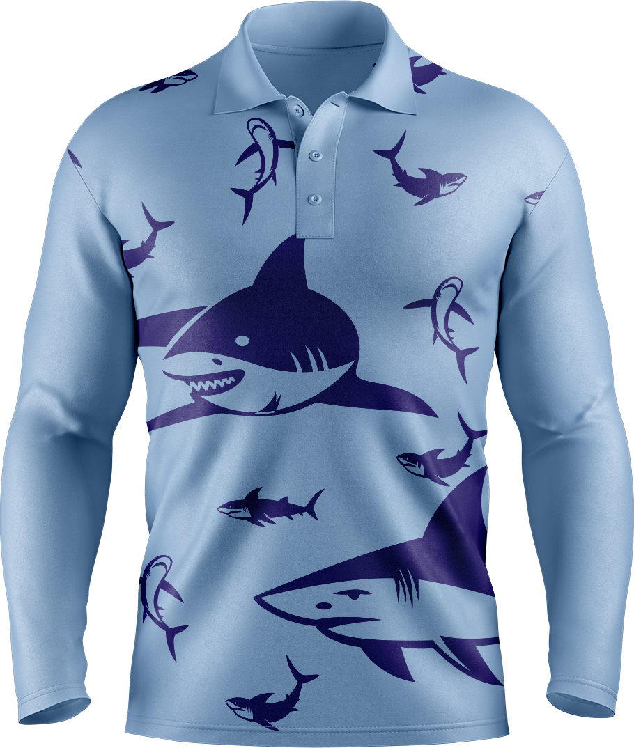Swim With Sharks Men's Long Sleeve Polo