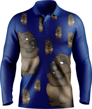 Wally Wombat Men's Long Sleeve Polo