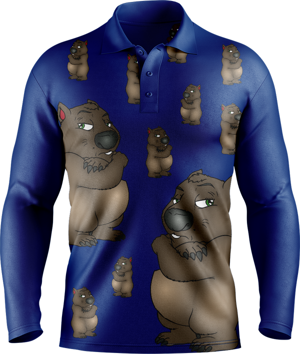 Wally Wombat Men's Long Sleeve Polo