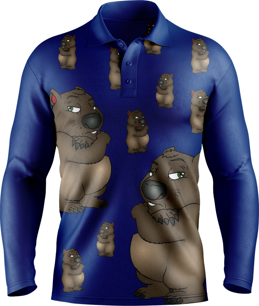 Wally Wombat Men's Long Sleeve Polo