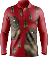 Wally Wombat Men's Long Sleeve Polo