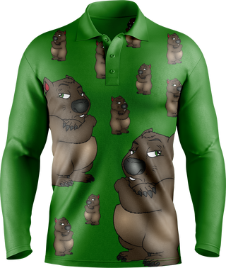 Wally Wombat Men's Long Sleeve Polo