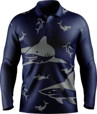 Swim With Sharks Men's Long Sleeve Polo