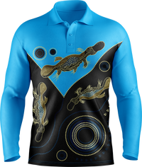 Hi Vis Aboriginal Art Long Sleeve Polo