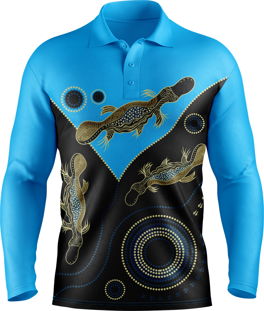 Hi Vis Aboriginal Art Long Sleeve Polo