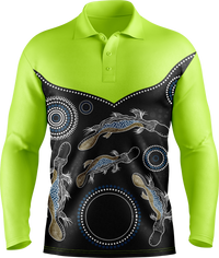 Hi Vis Aboriginal Platypus Long Sleeve Polo