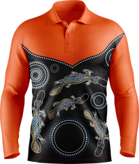 Hi Vis Aboriginal Platypus Long Sleeve Polo