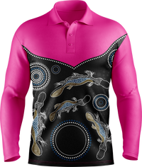 Hi Vis Aboriginal Platypus Long Sleeve Polo