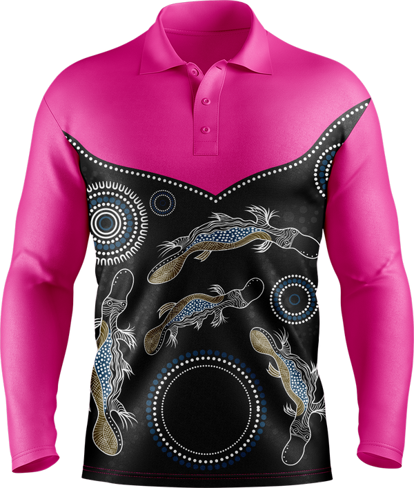 Hi Vis Aboriginal Platypus Long Sleeve Polo