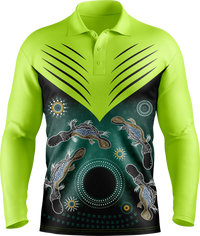 Hi Vis Aboriginal Chevron Long Sleeve Polo