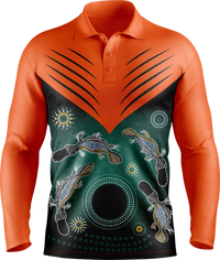 Hi Vis Aboriginal Chevron Long Sleeve Polo