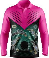 Hi Vis Aboriginal Chevron Long Sleeve Polo