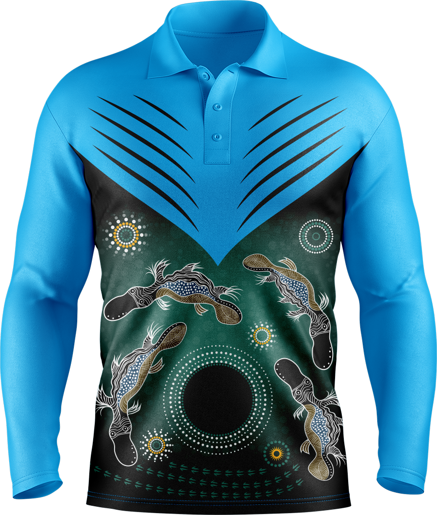 Hi Vis Aboriginal Chevron Long Sleeve Polo