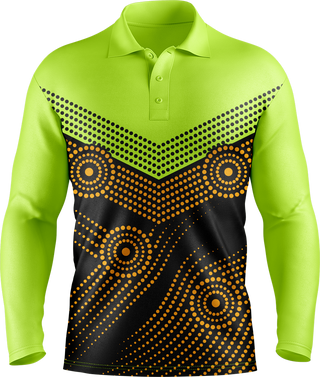 Hi Vis Aboriginal Dot Chevron Pattern Long Sleeve tshirt