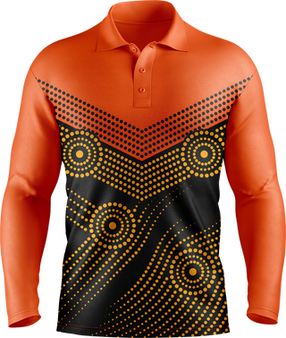 Hi Vis Aboriginal Dot Chevron Pattern Long Sleeve tshirt