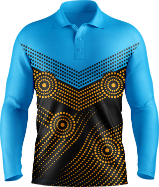 Hi Vis Aboriginal Dot Chevron Pattern Long Sleeve tshirt