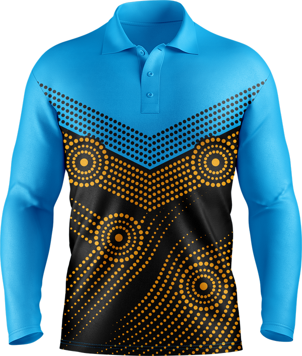 Hi Vis Aboriginal Dot Chevron Pattern Long Sleeve tshirt