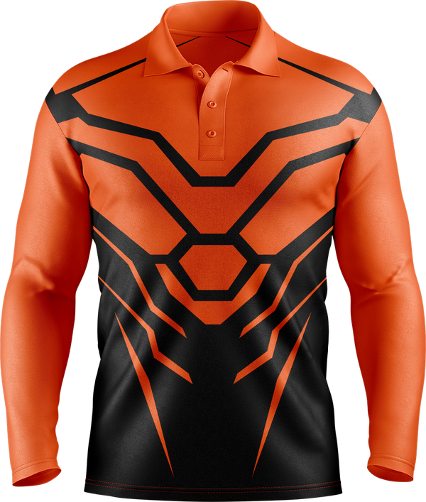 Hi Vis Hex Armor Pattern Long Sleeve Polo