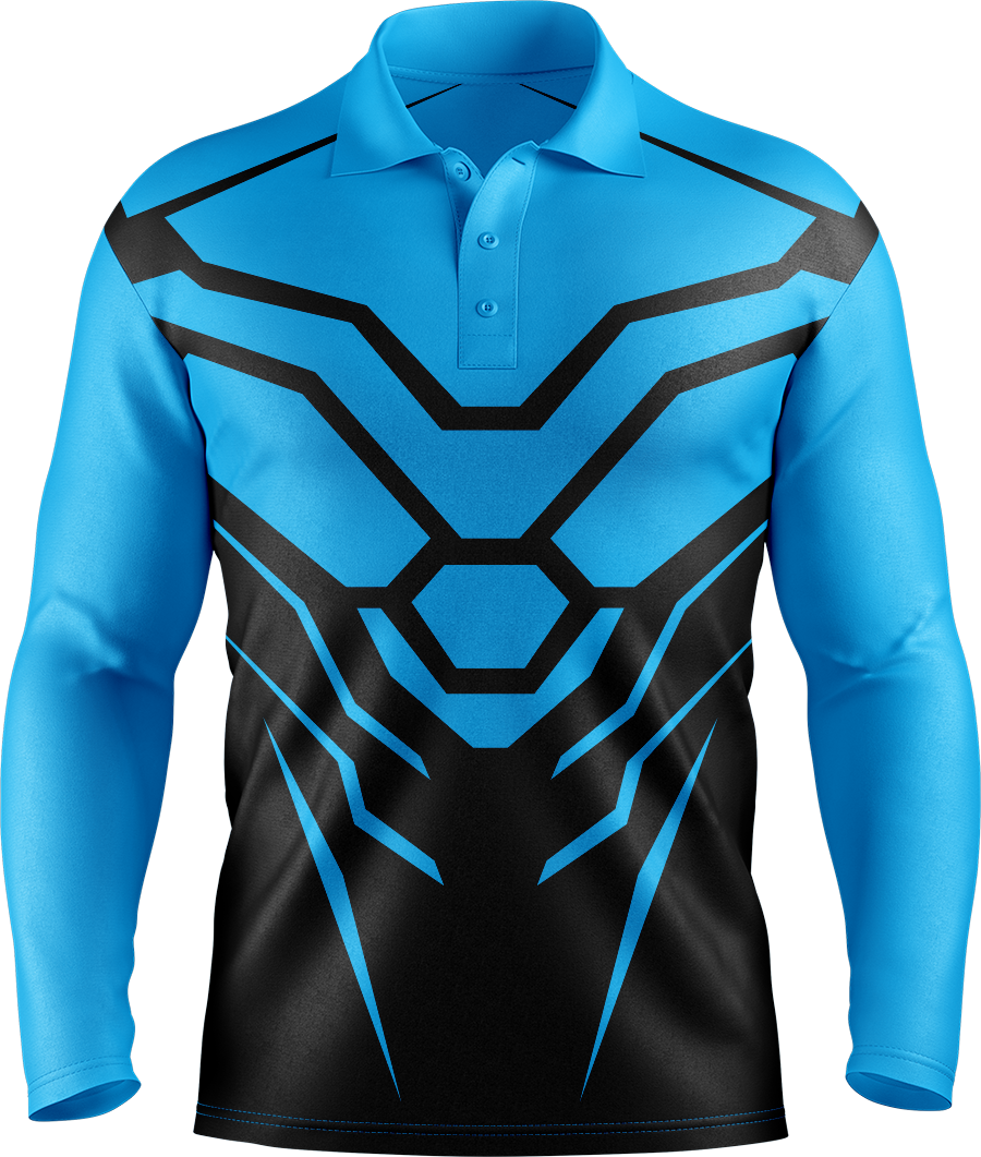 Hi Vis Hex Armor Pattern Long Sleeve Polo