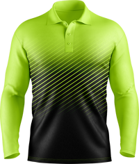 Hi Vis Diagonal Pinstripe Pattern Long Sleeve polo