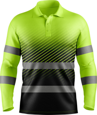 Hi Vis Reflective Safety Pattern Long Sleeve polo