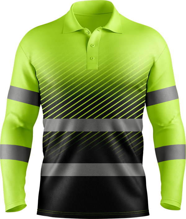 Hi Vis Reflective Safety Pattern Long Sleeve polo