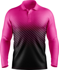 Hi Vis Diagonal Pinstripe Pattern Long Sleeve polo