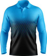 Hi Vis Diagonal Pinstripe Pattern Long Sleeve polo