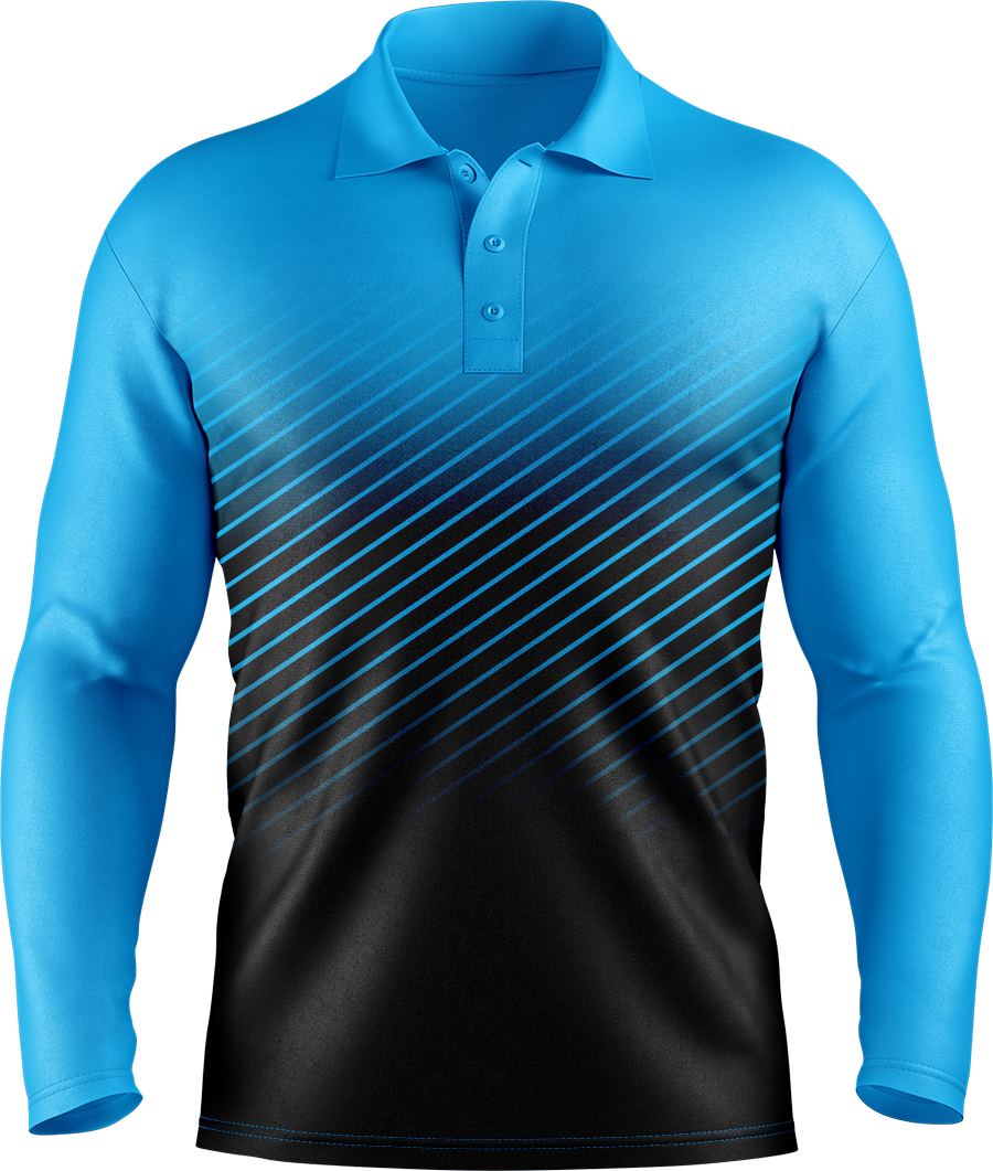 Hi Vis Diagonal Pinstripe Pattern Long Sleeve polo