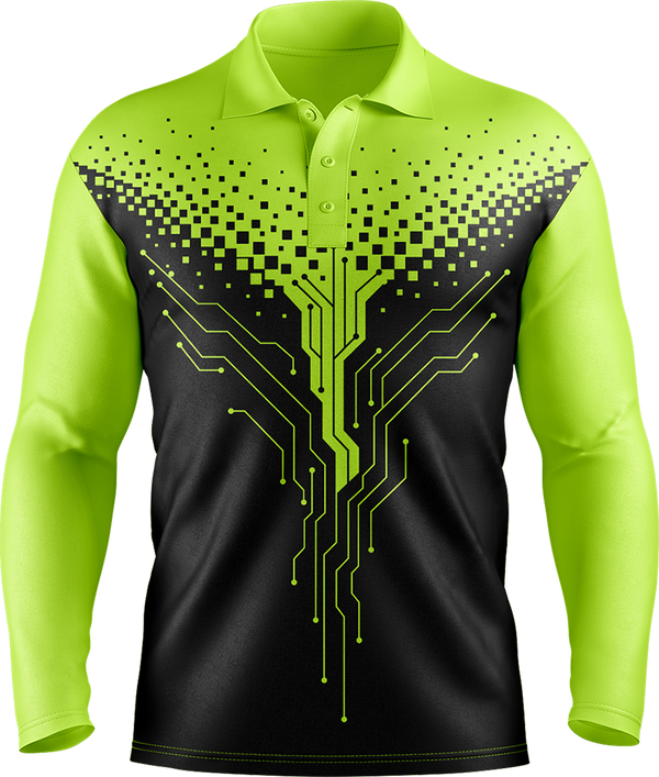 Hi Vis Circuit Board Pattern Long Sleeve Polo