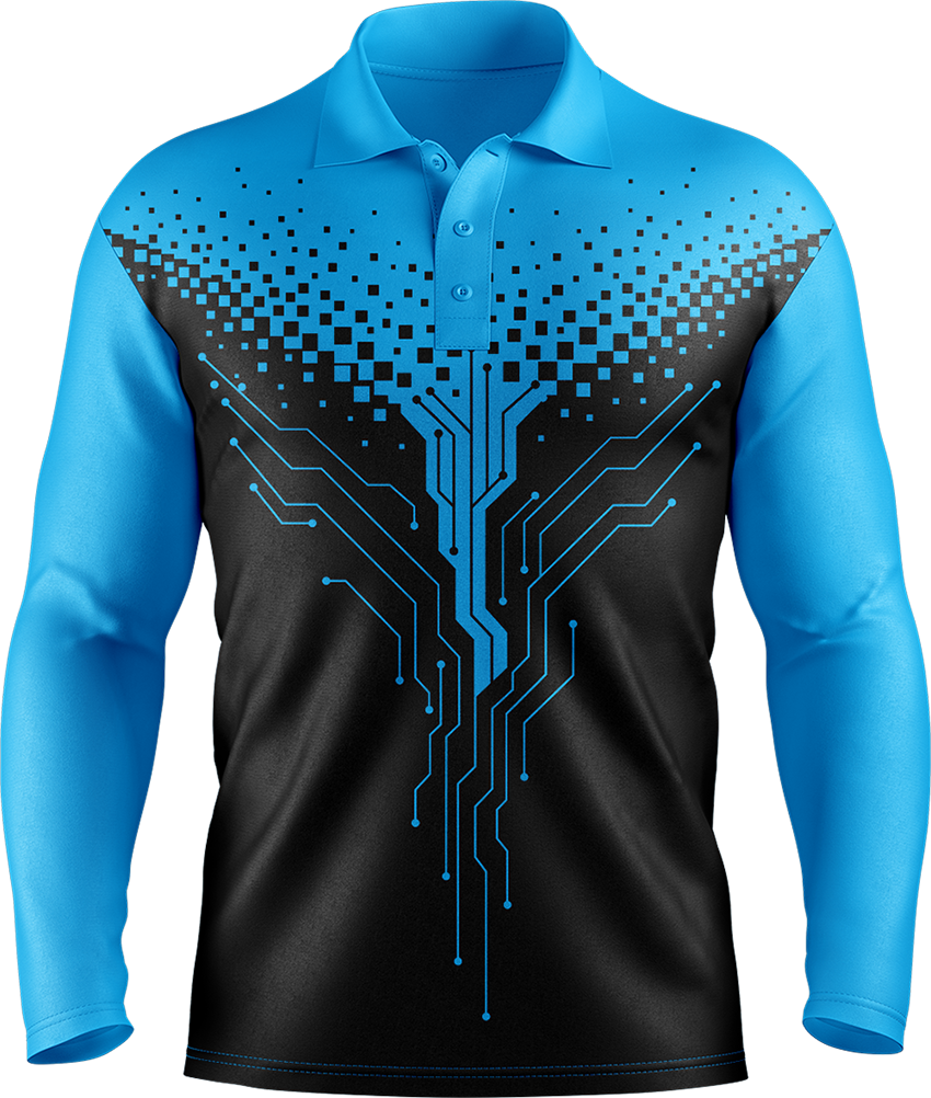 Hi Vis Circuit Board Pattern Long Sleeve Polo