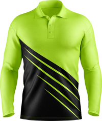 Hi Vis Diagonal Stripe Long Sleeve Polo