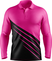 Hi Vis Diagonal Stripe Long Sleeve Polo
