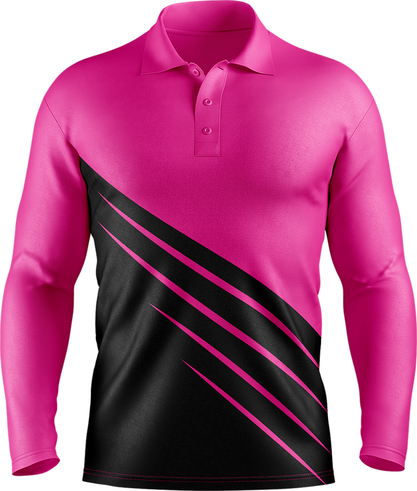Hi Vis Diagonal Stripe Long Sleeve Polo