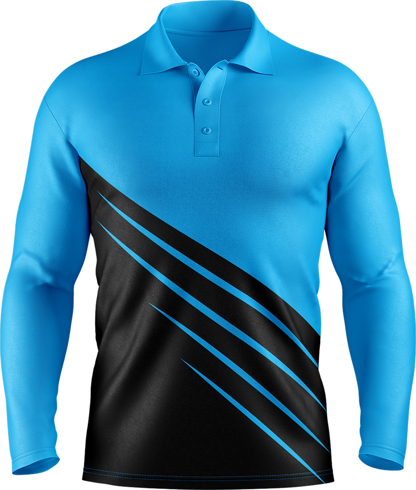 Hi Vis Diagonal Stripe Long Sleeve Polo
