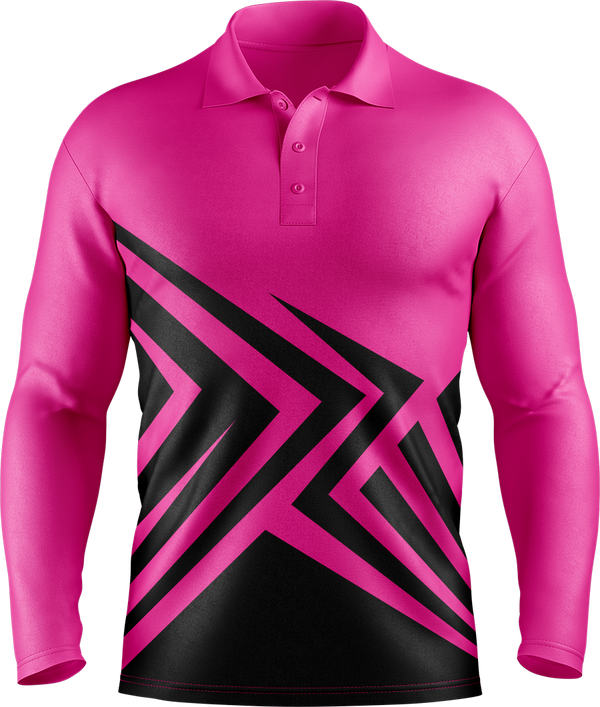 Hi Vis Angular Arrow Pattern Long Sleeve Polo