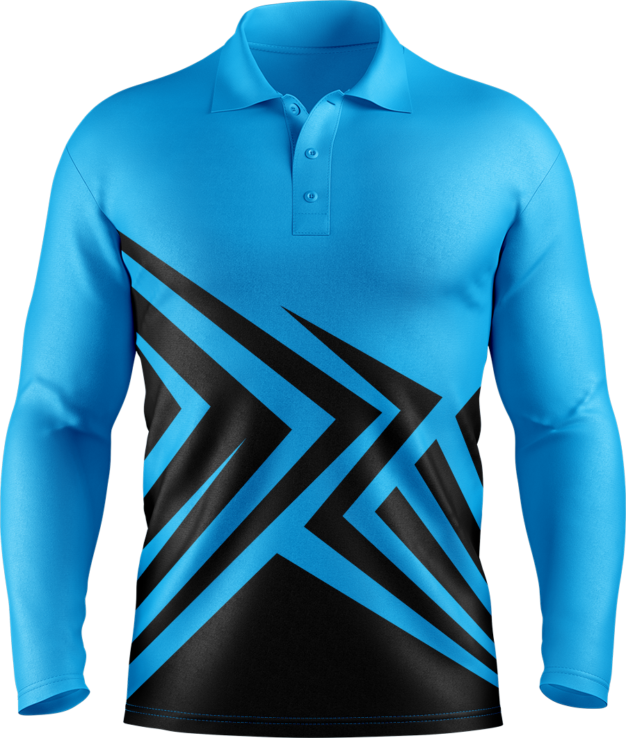 Hi Vis Angular Arrow Pattern Long Sleeve Polo