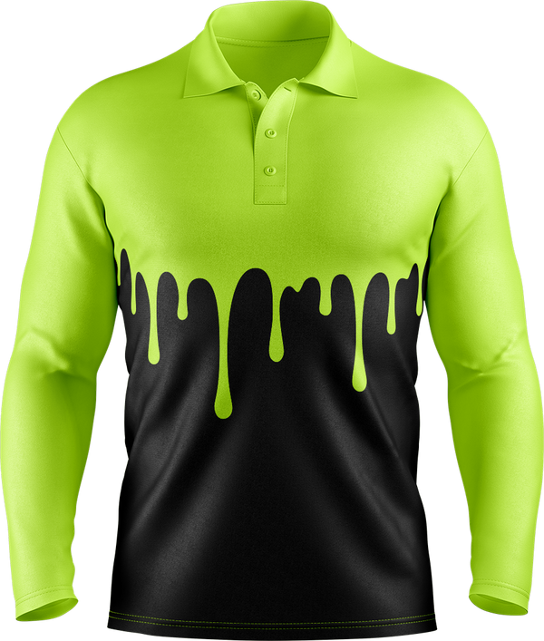 Hi Vis Paint Drip Long Sleeve Polo