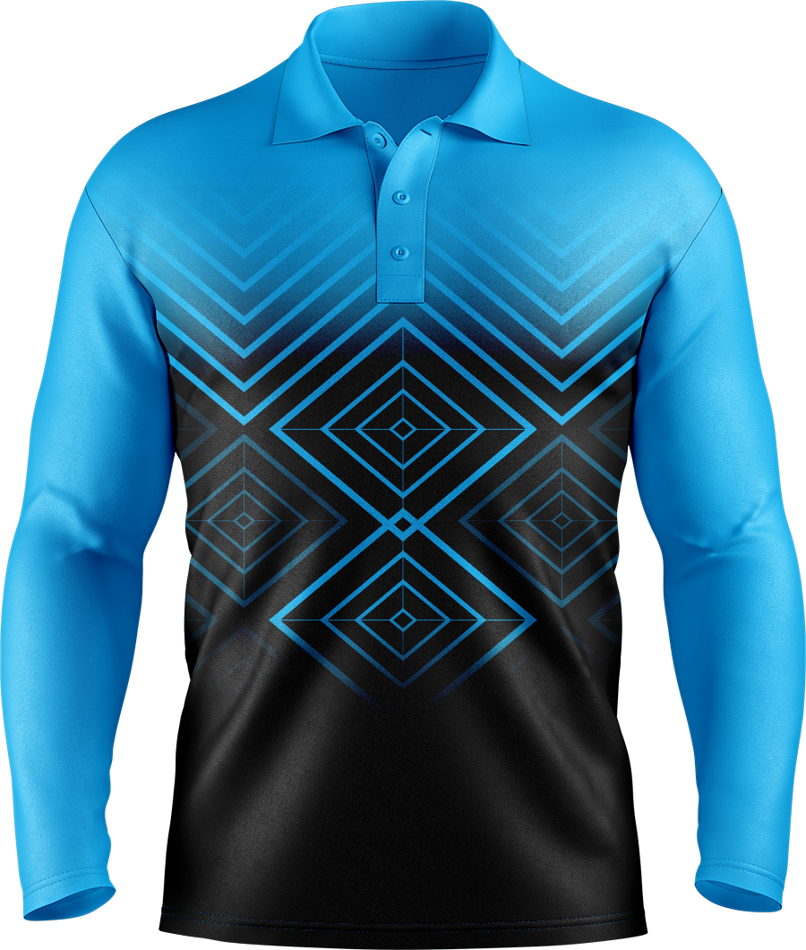 Hi Vis Geometric Long Sleeve Polo